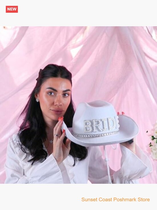 LED Light Up Bride Cowgirl Hat with Adjustable Chin Strap main image 5